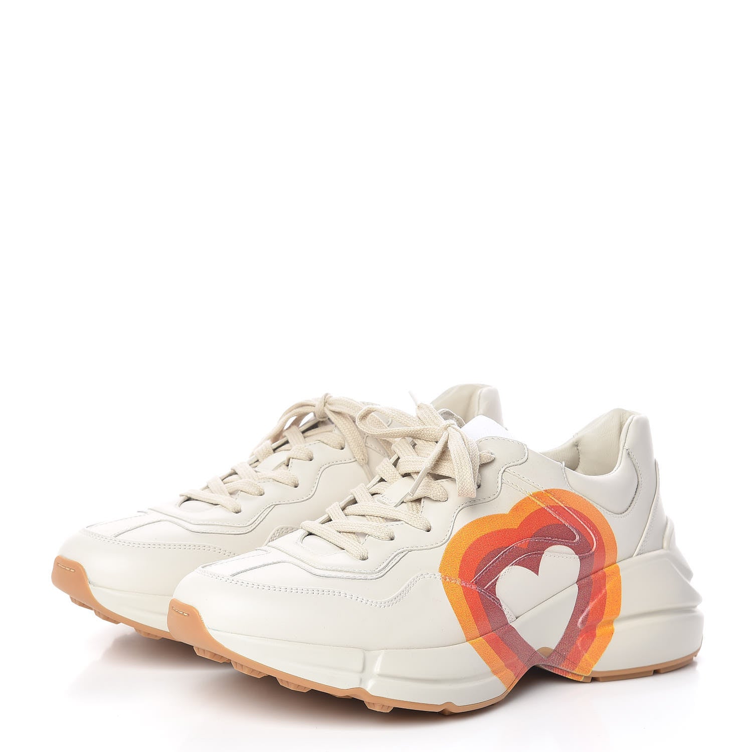 Gucci Calfskin Interlocking G Heart Rhyton Sneakers 40 Mystic White 3 of 13