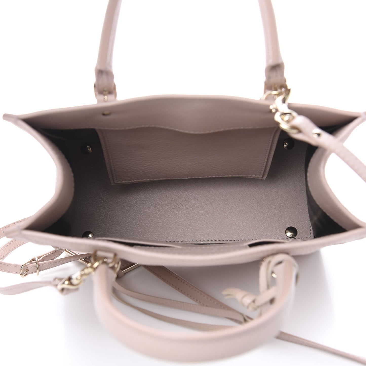 Grained Calfskin Gold Metallic Edge Hardware Papier Mini A4 Tote Rose Des Sables