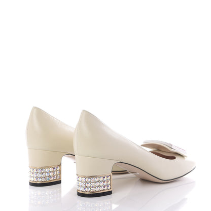 Gucci Malaga Kid Crystal Square G Madelyn Mid Heel Loafer Pumps 39 White 5 of 11