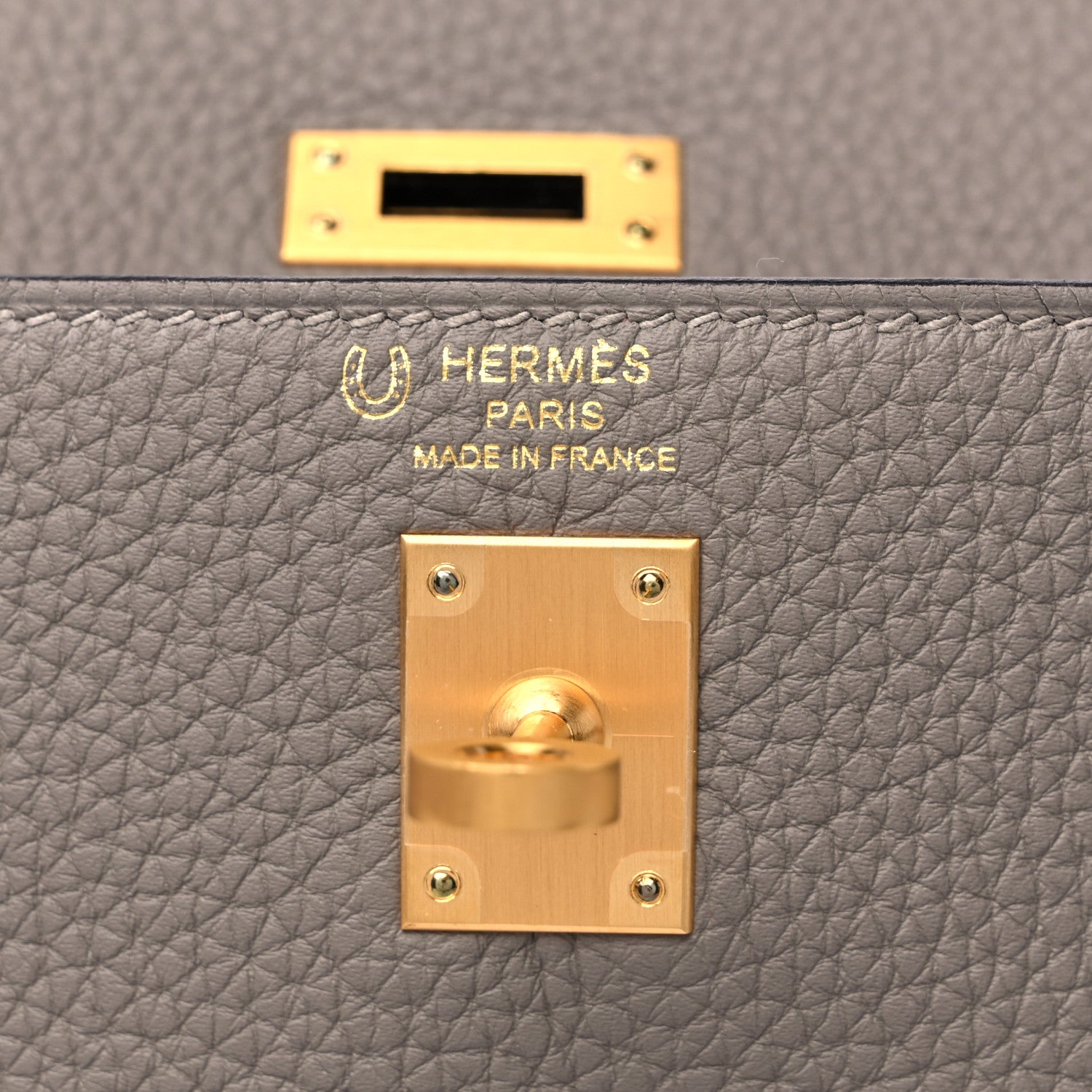Hermes Togo Horseshoe Kelly Retourne 25 Gris Asphalt Rouge De Coeur 7 of 11