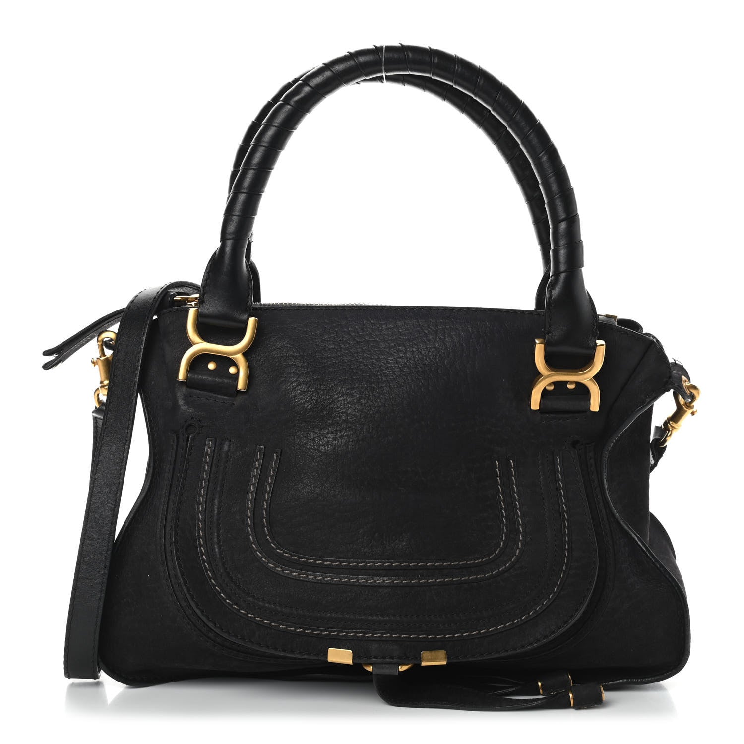 Chloe Nubuck Calfskin Medium Marcie Satchel Black 1 of 9