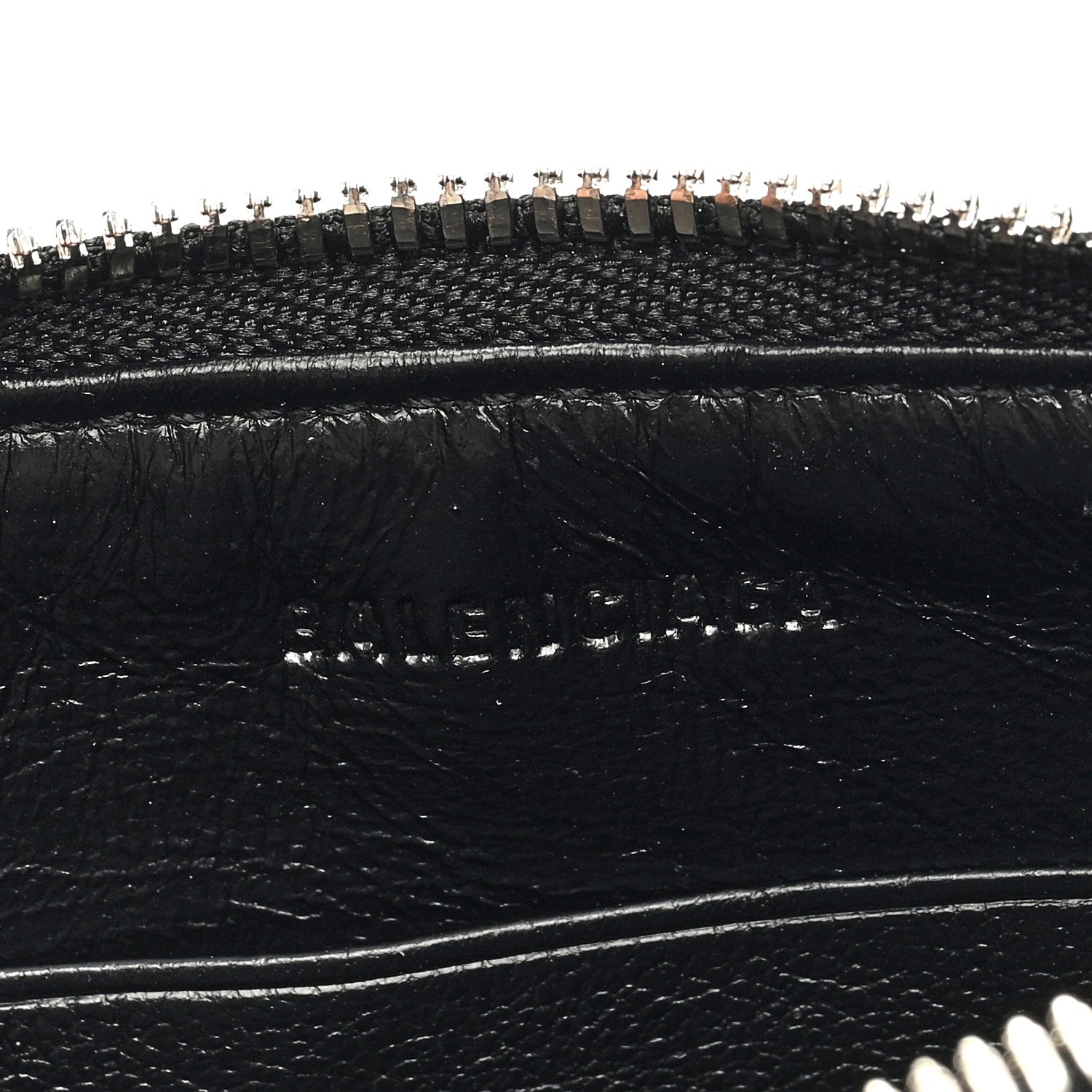 Balenciaga Grained Calfskin Logo Cash Passport Photo ID Zip Holder Black White 6 of 6