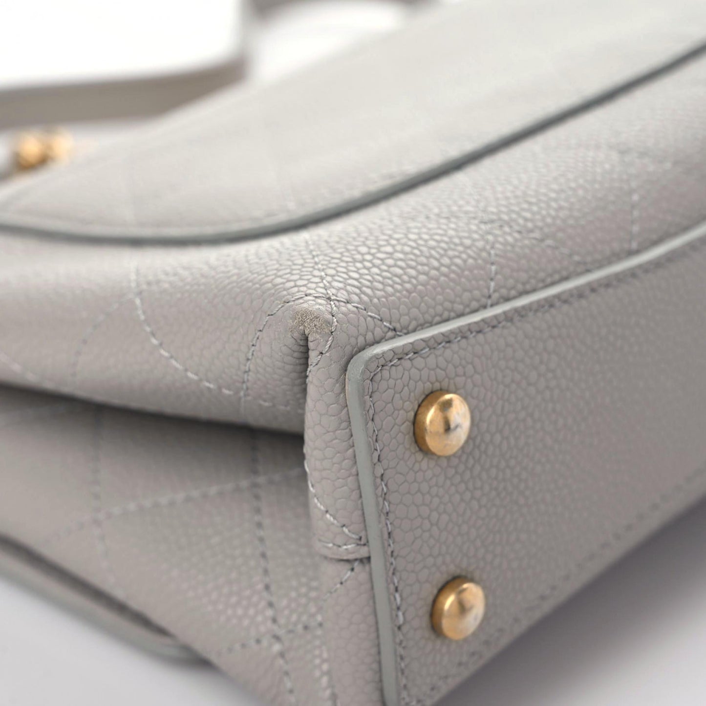 Grained Calfskin Small Stitched Flap Grey
