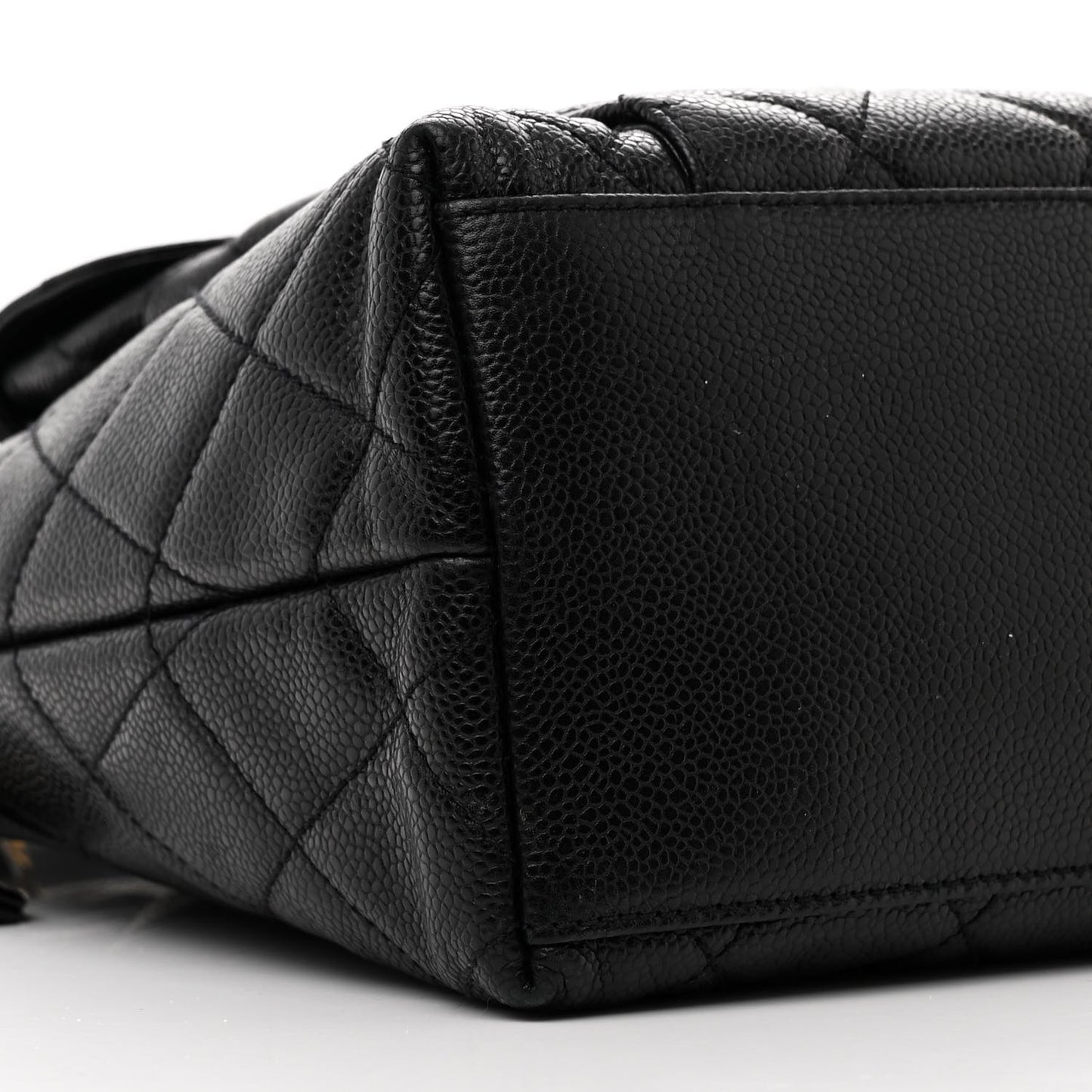Caviar Quilted Flap Shoulder Bag Black