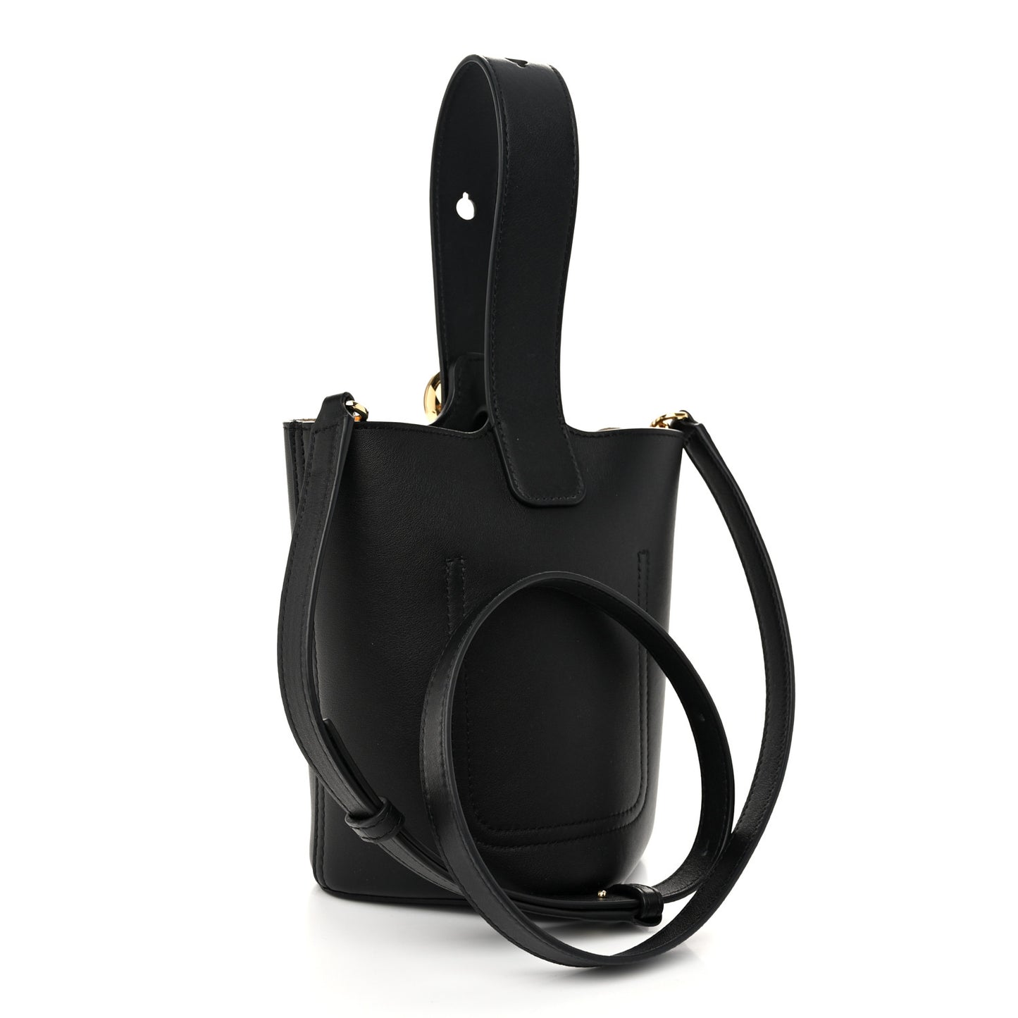 Soft Grained Calfskin Mini Pebble Bucket Bag Black