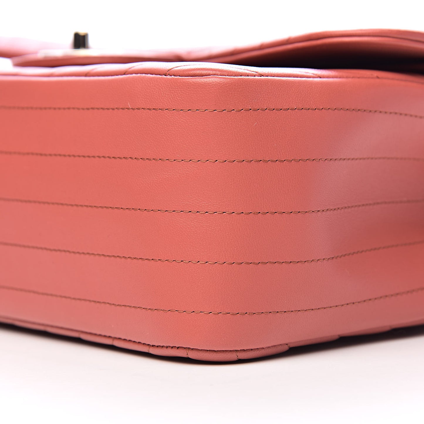 Lambskin Chevron Quilted Jumbo Double Flap Coral