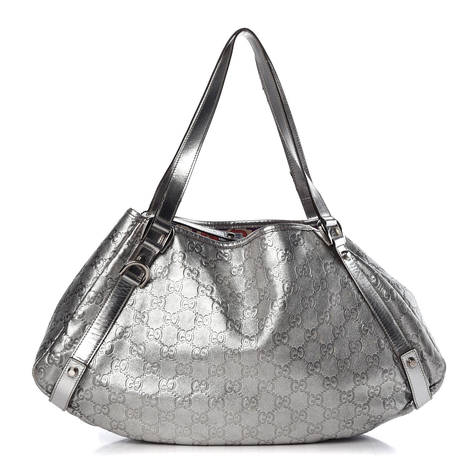 Gucci Guccissima Medium Abbey Shoulder Bag Silver 1 of 13