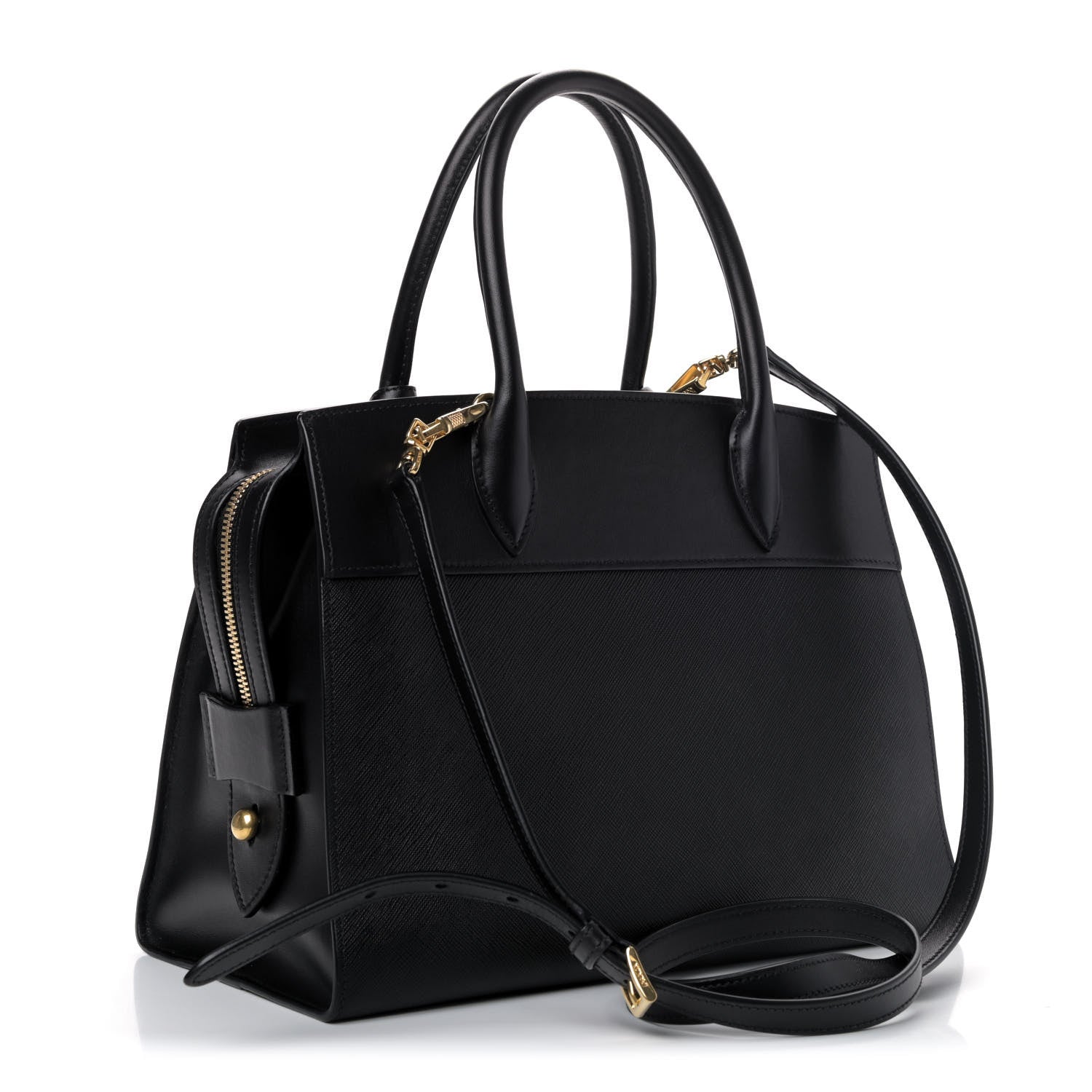 Prada Saffiano City Calfskin Small Esplanade Tote Black 2 of 4