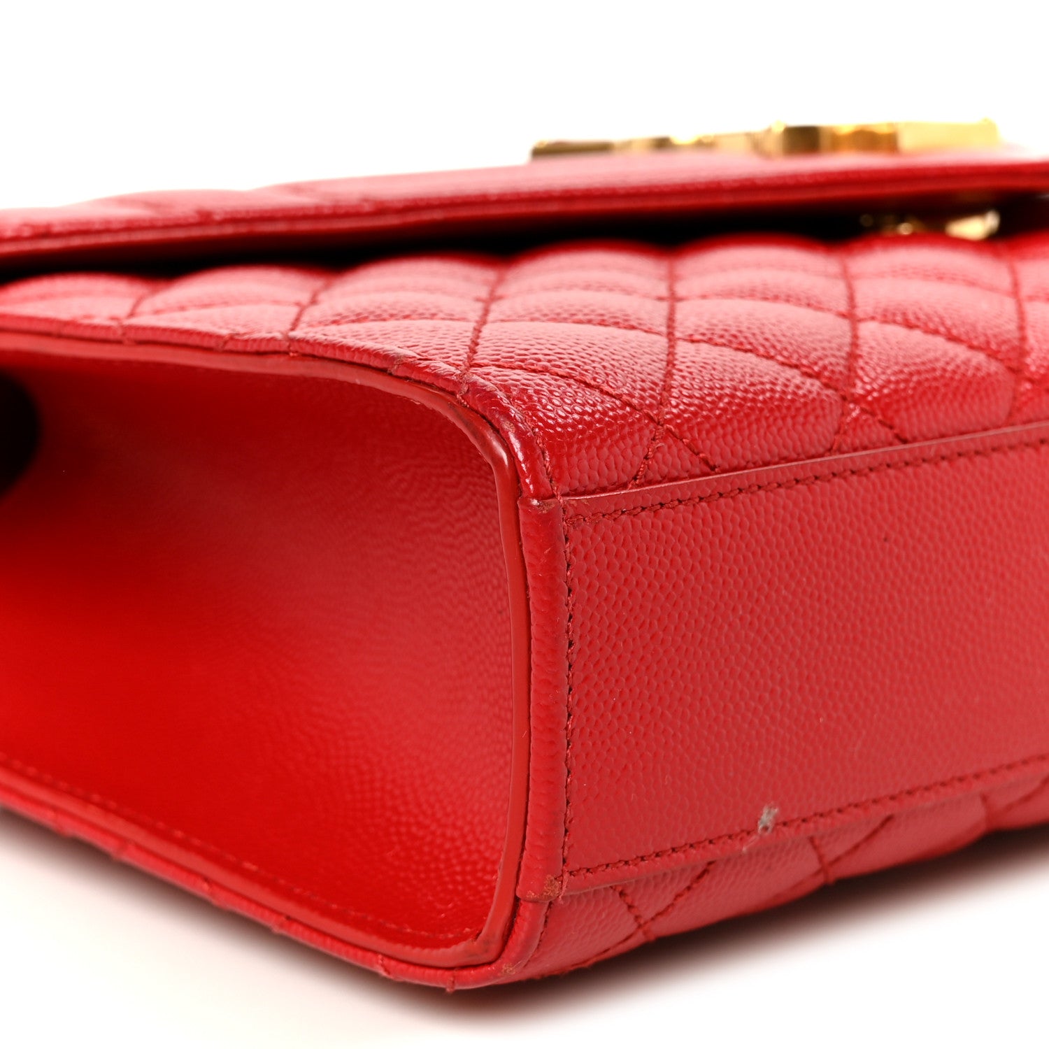 Saint Laurent Grain De Poudre Textured Mixed Matelasse Triquilt Medium Monogram Satchel New Red 10 of 11