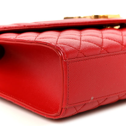 Saint Laurent Grain De Poudre Textured Mixed Matelasse Triquilt Medium Monogram Satchel New Red 10 of 11