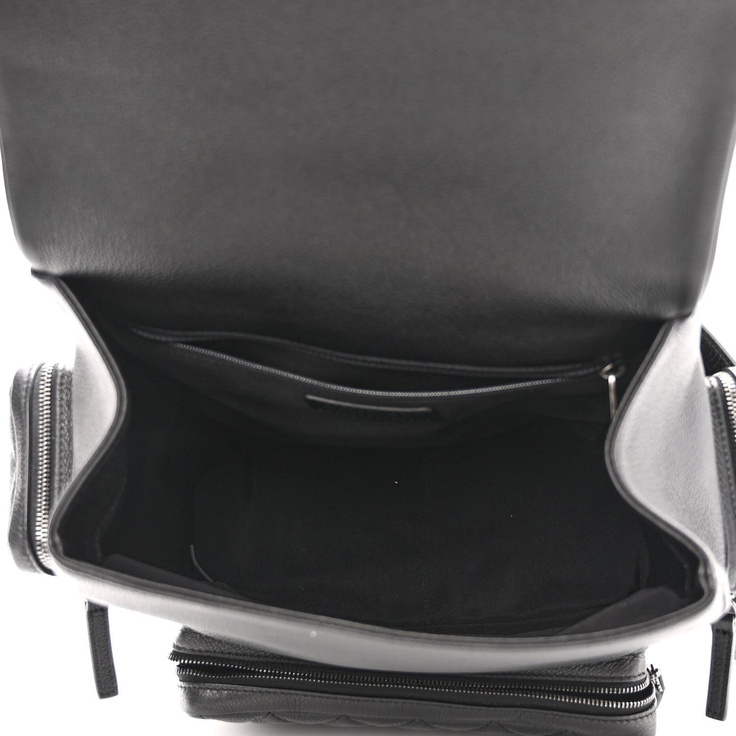 Grained Calfskin Quilted Large Casual Rock Backpack Black