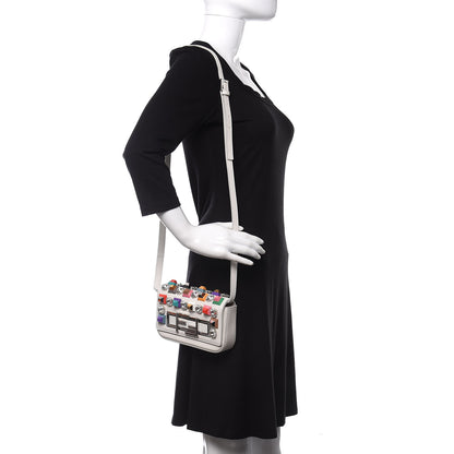 Fendi Vitello Dolce Calf Hair Studded Mini 3Baguette Shoulder Bag White 2 of 10