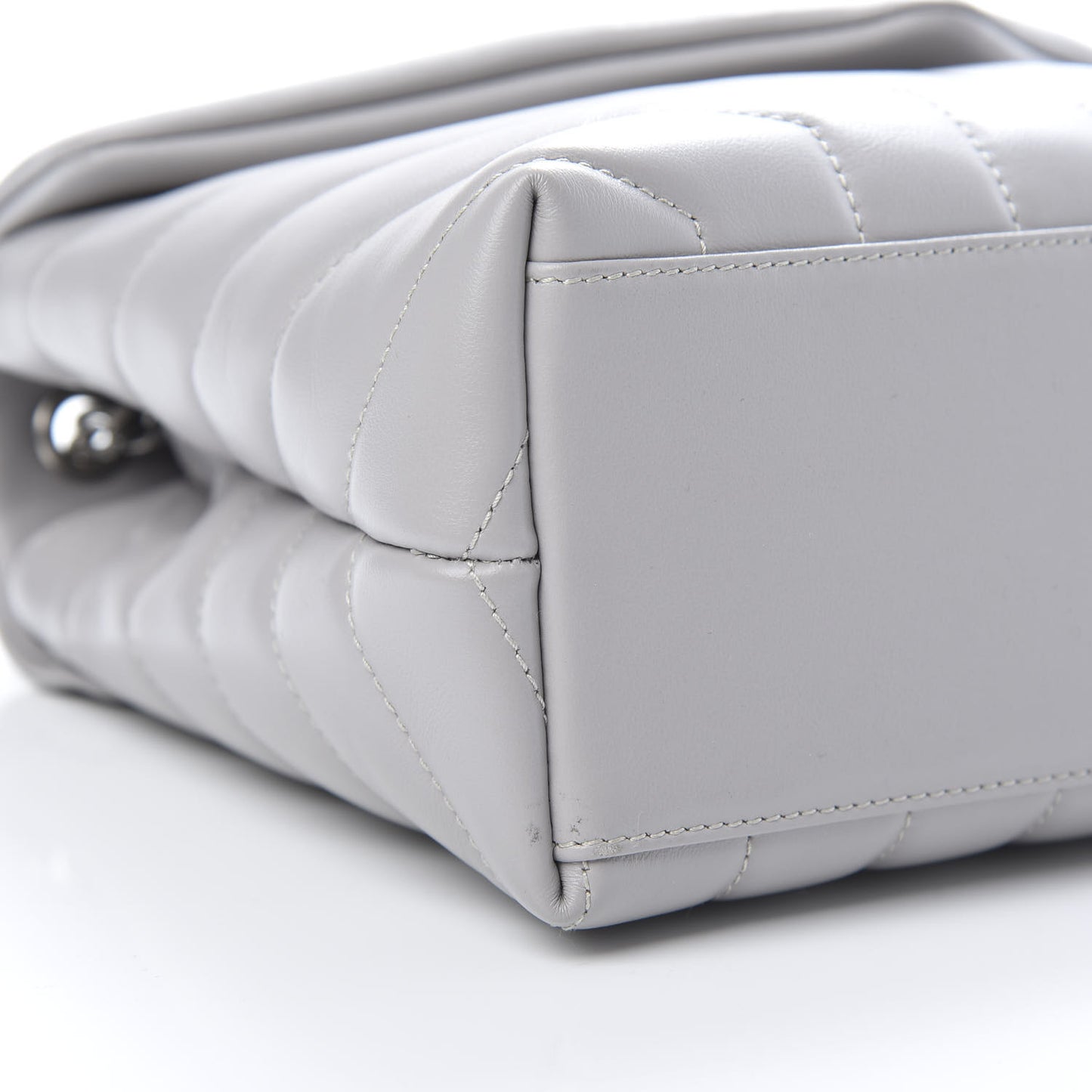 Calfskin Y Quilted Monogram Small Loulou Chain Satchel Granite