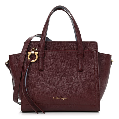 Salvatore Ferragamo Hammered Calfskin Double Handle Small Amy Tote Red 1 of 16