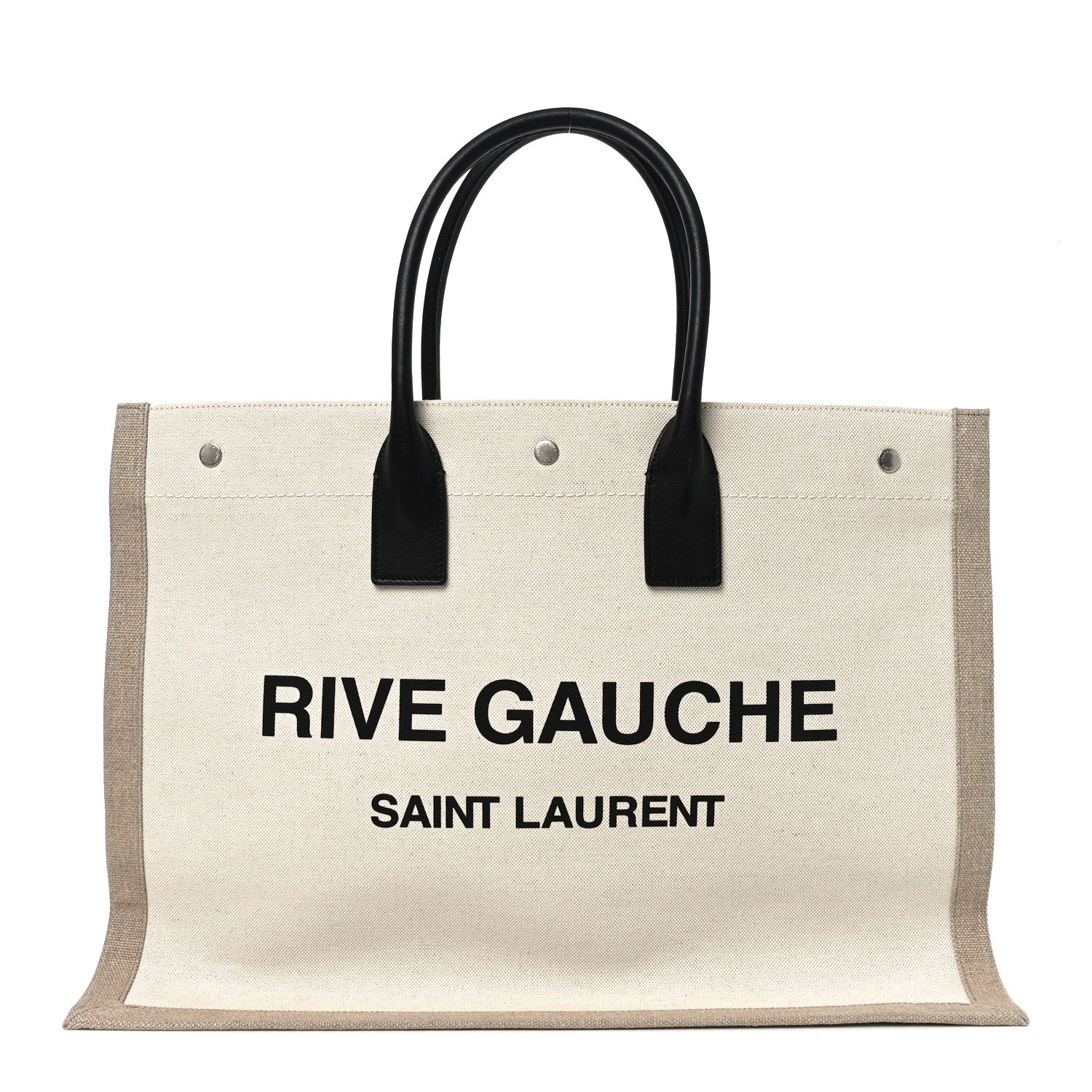Saint Laurent Linen Calfskin Rive Gauche Tote Optic White 1 of 10