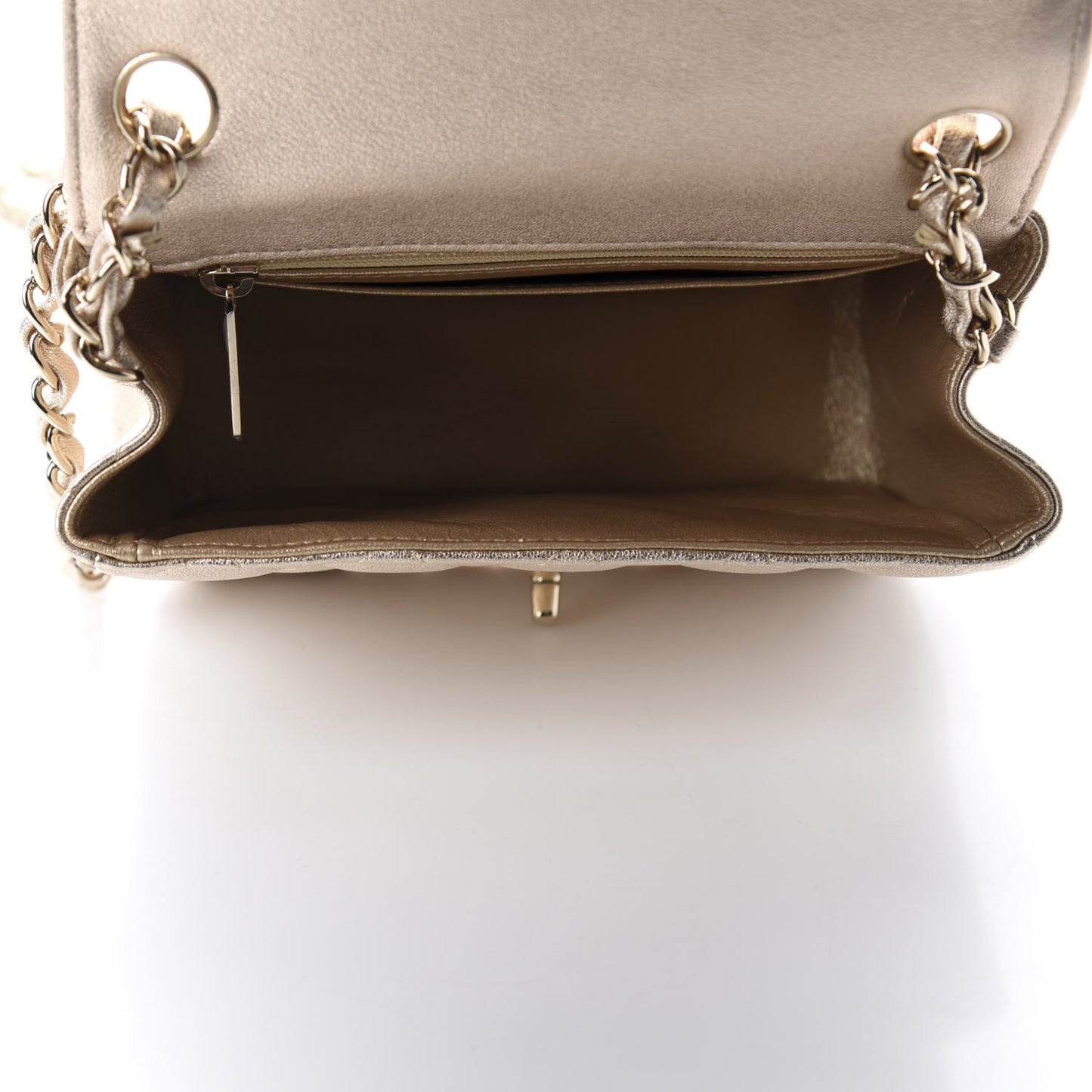Metallic Lambskin Quilted Mini Square Flap Gold