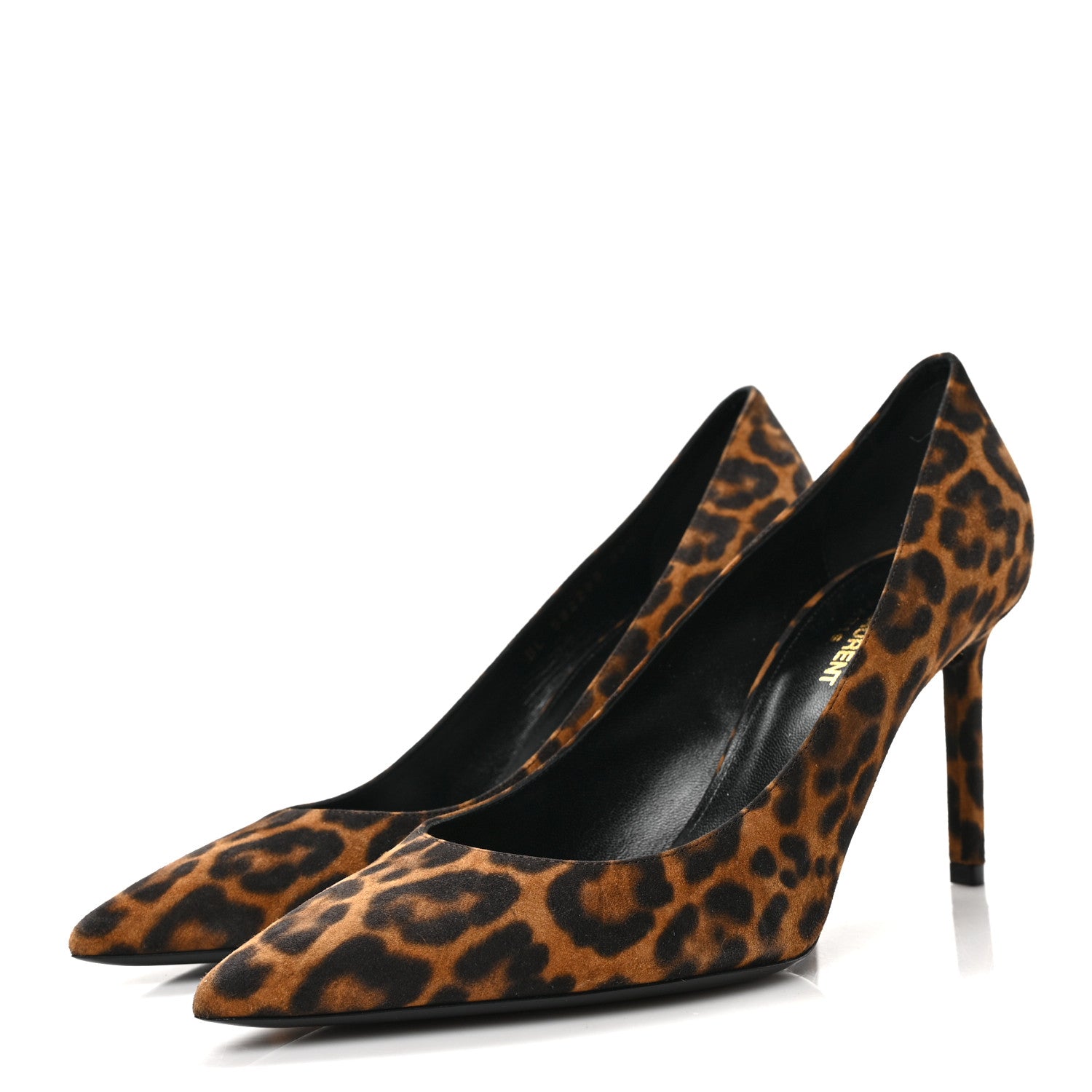 Saint Laurent Suede Leopard Printed Anja Pumps 39.5 Natural Coffee 3 of 8