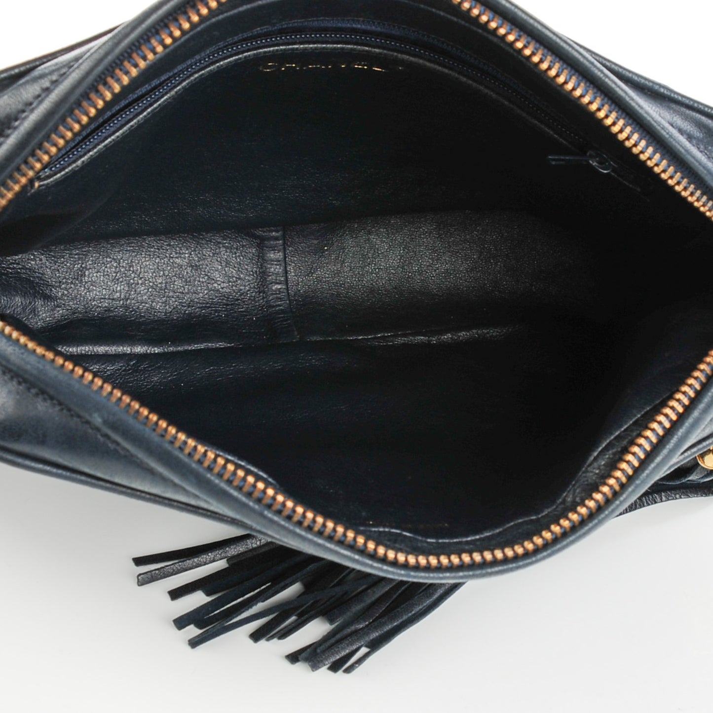 Lambskin Chevron Camera Case Navy