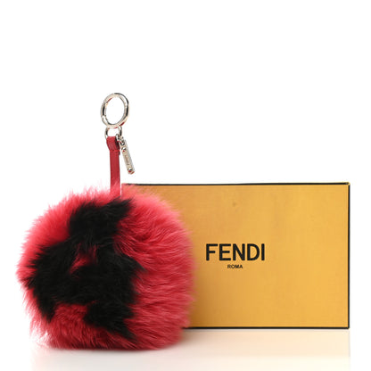 Fendi Fox Fur Shiny Nappa Bi-Color A ABCharm Bag Charm Rosso Chiaro Moro Strawberry 5 of 5