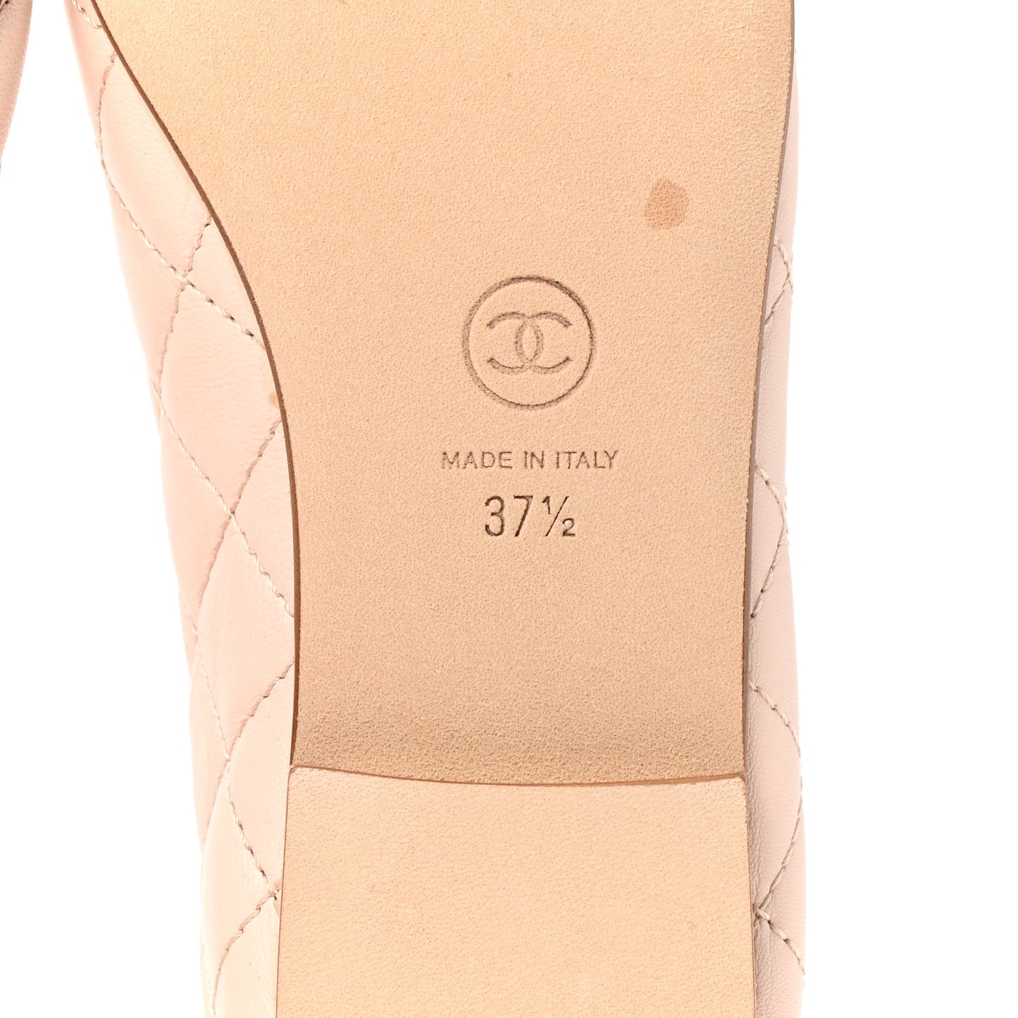 Lambskin Quilted Cap Toe Ballerina Flats 37.5 Beige