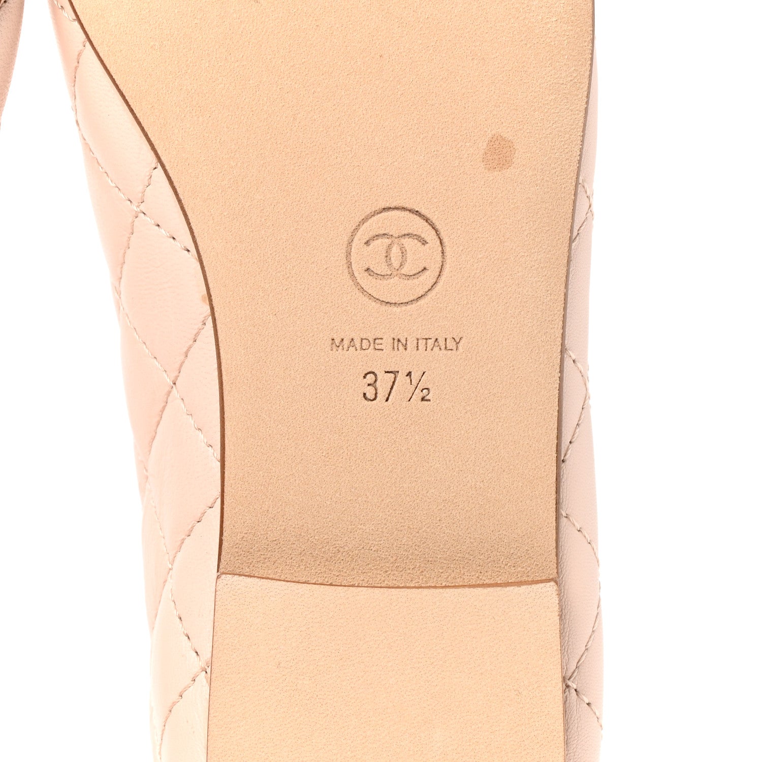 Chanel Lambskin Quilted Cap Toe Ballerina Flats 37.5 Beige 6 of 11