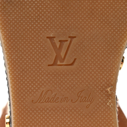 Louis Vuitton Calfskin Studded Espadrille Wedge Sandals 35.5 Cognac 8 of 9