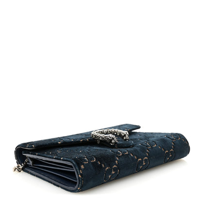 Gucci Velvet Crystal GG Monogram Mini Dionysus Chain Wallet Blue Beige Black 4 of 10