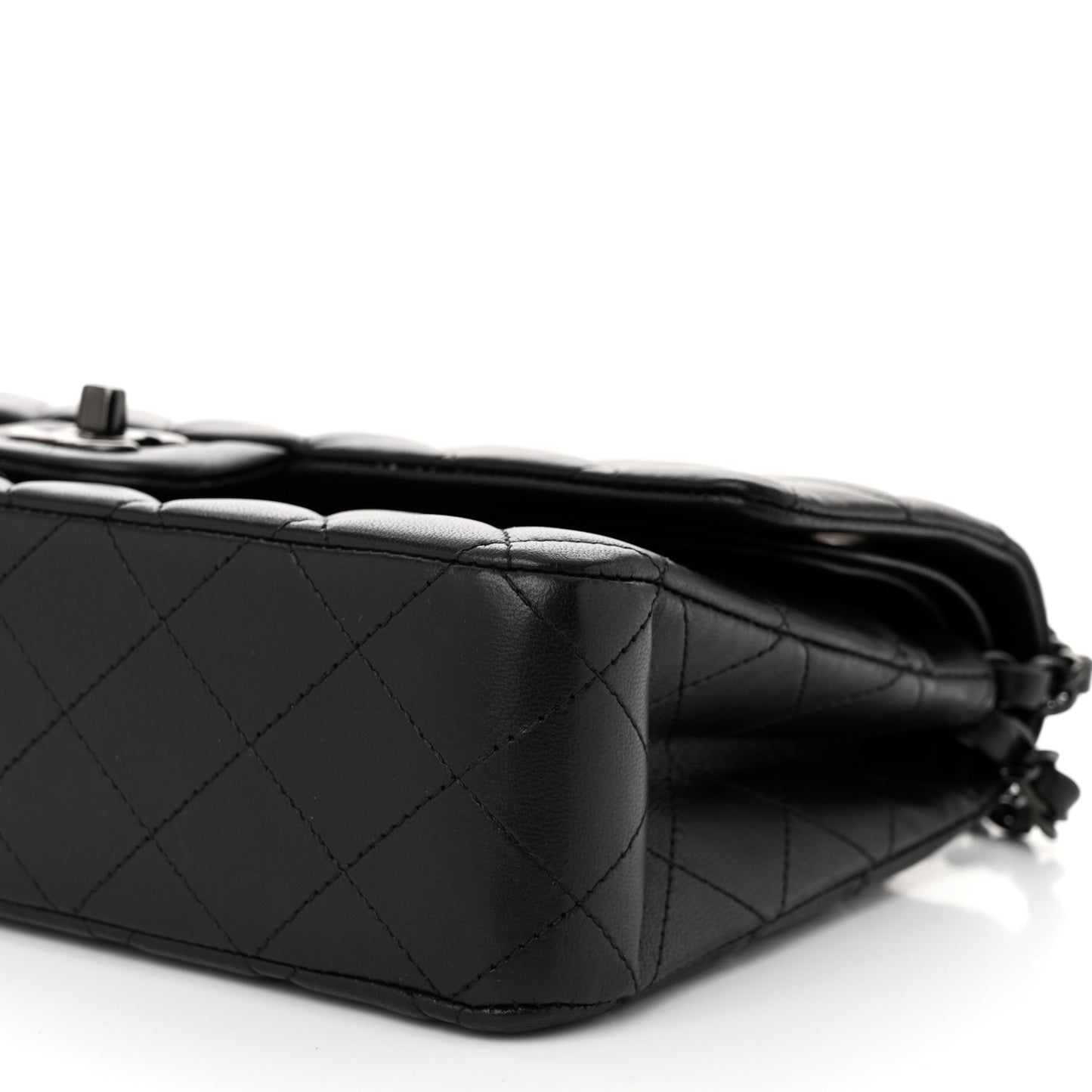 Lambskin Quilted Medium Double Flap So Black