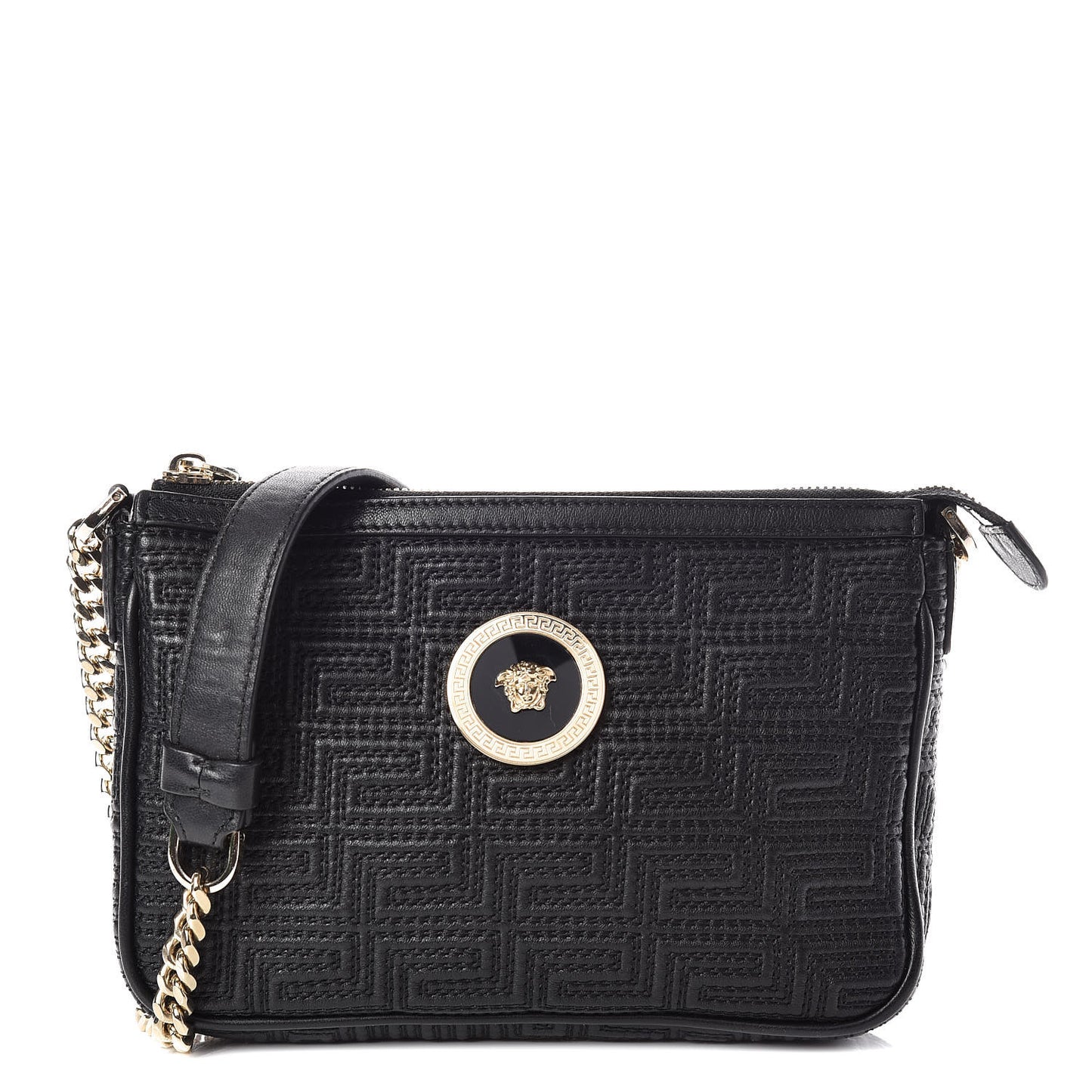 Nappa Quilted Palazzo Chain Crossbody Bag Black