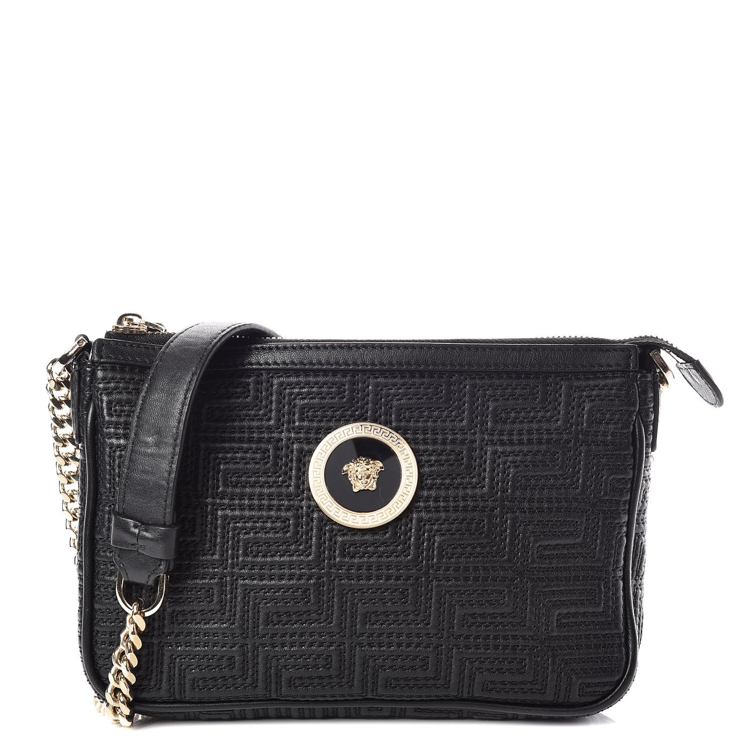 Versace Nappa Quilted Palazzo Chain Crossbody Bag Black 1 of 9