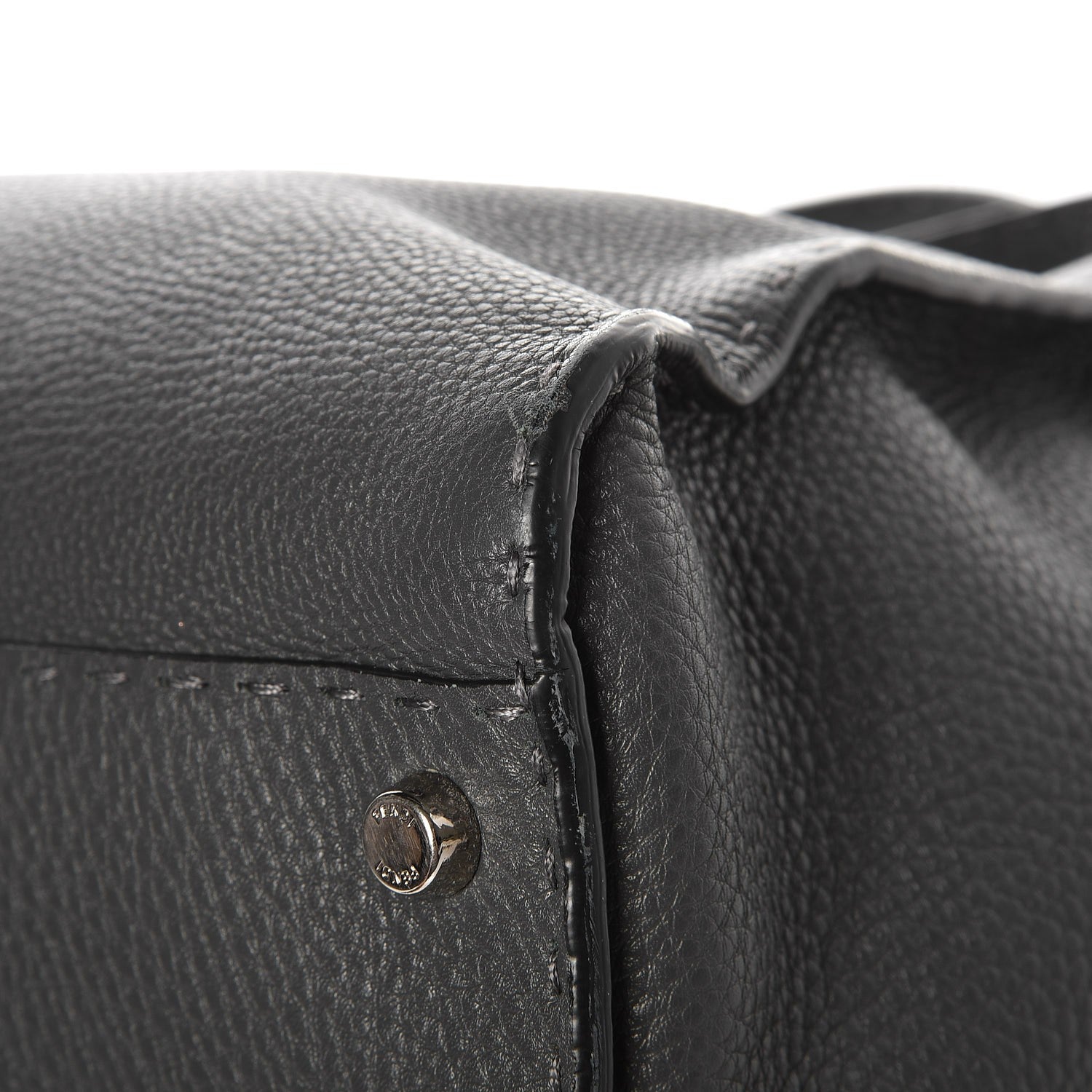 Fendi Cuoio Romano Selleria Bi-Color Large Peekaboo Iconic Satchel Asfalto Latte 12 of 15