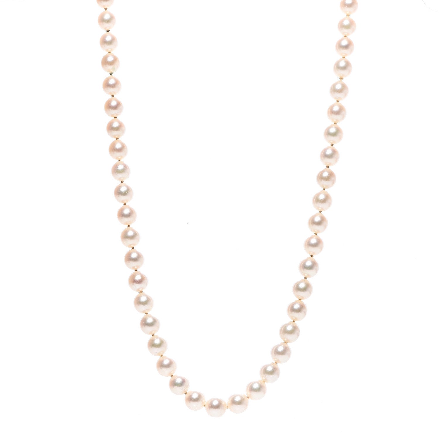 Mikimoto Sterling Silver 18K White Gold Diamond Akoya Pearl 7-8mm Strand Necklace Earring Set 3 of 7