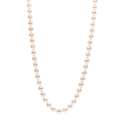 Mikimoto Sterling Silver 18K White Gold Diamond Akoya Pearl 7-8mm Strand Necklace Earring Set 3 of 7