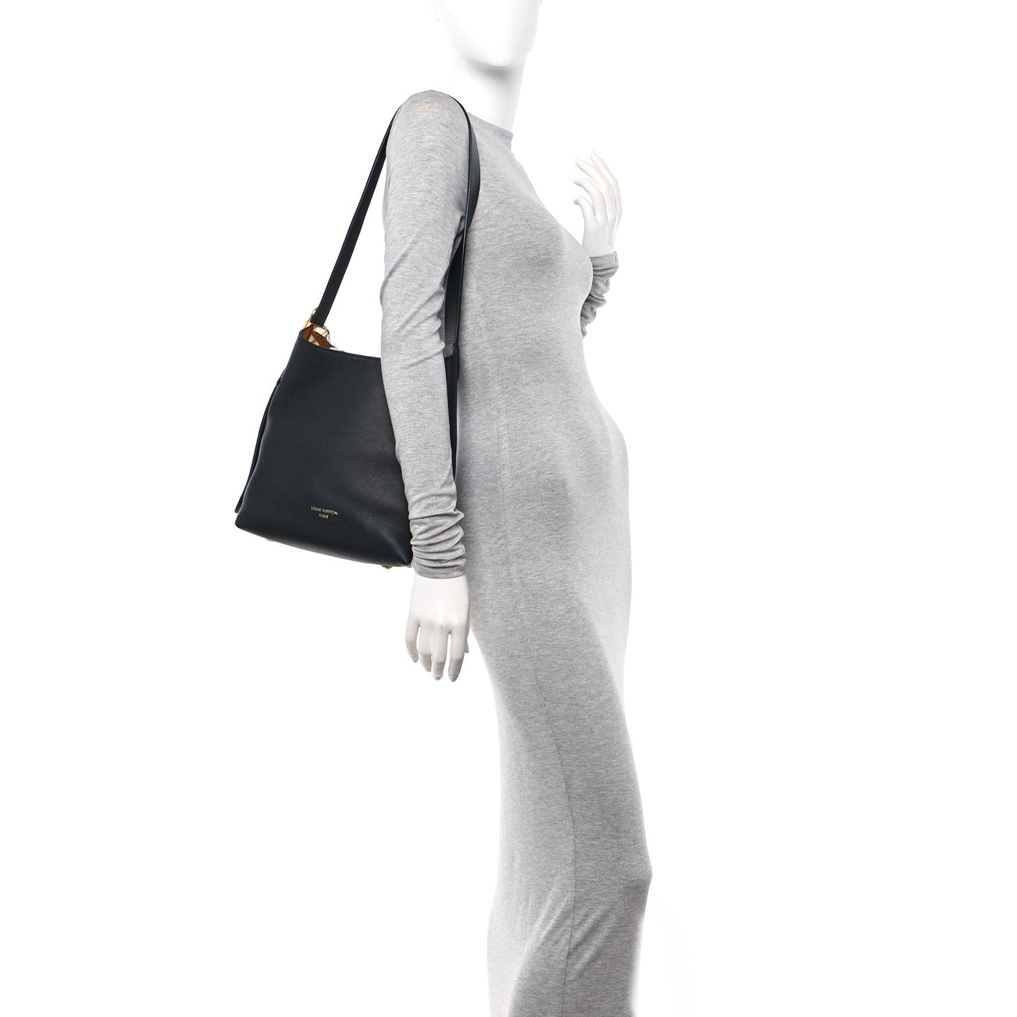 Grained Calfskin Low Key Hobo PM Black