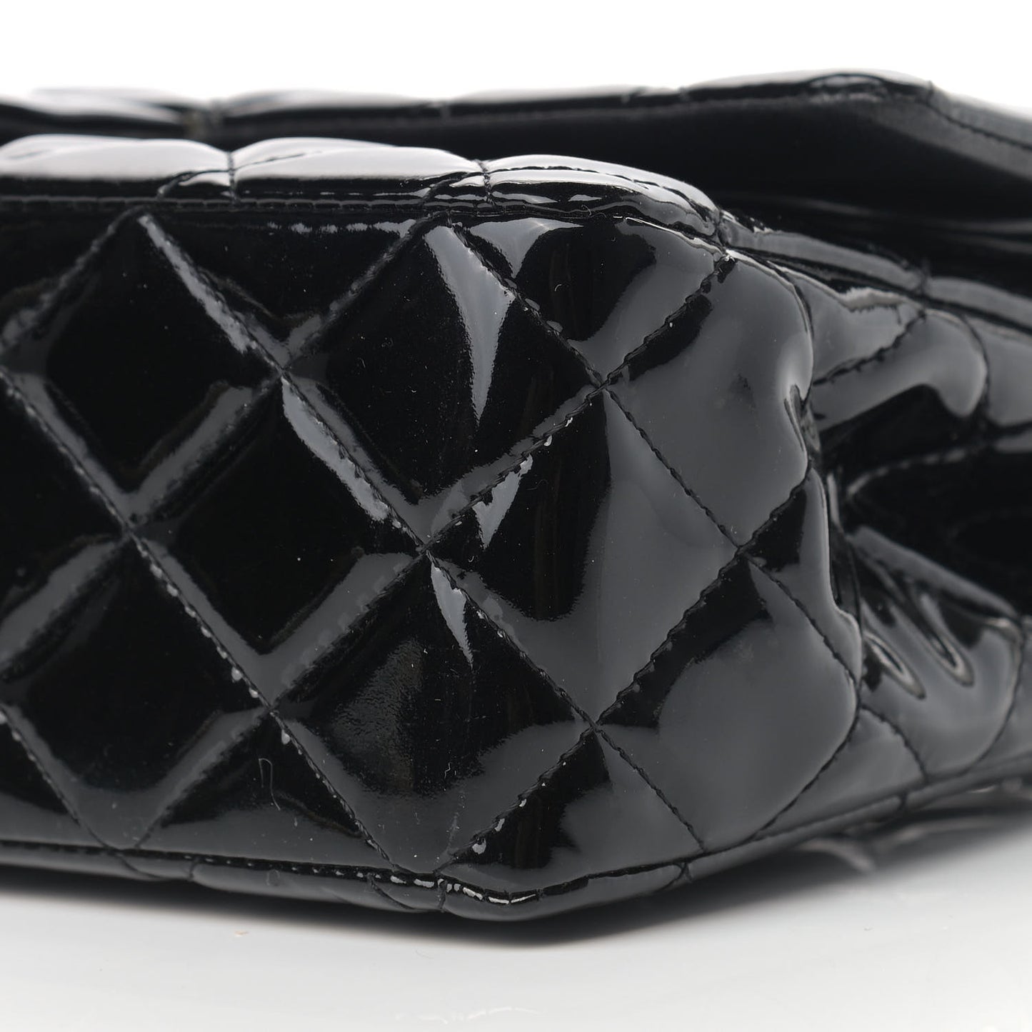 Patent Quilted Medium Double Flap Black
