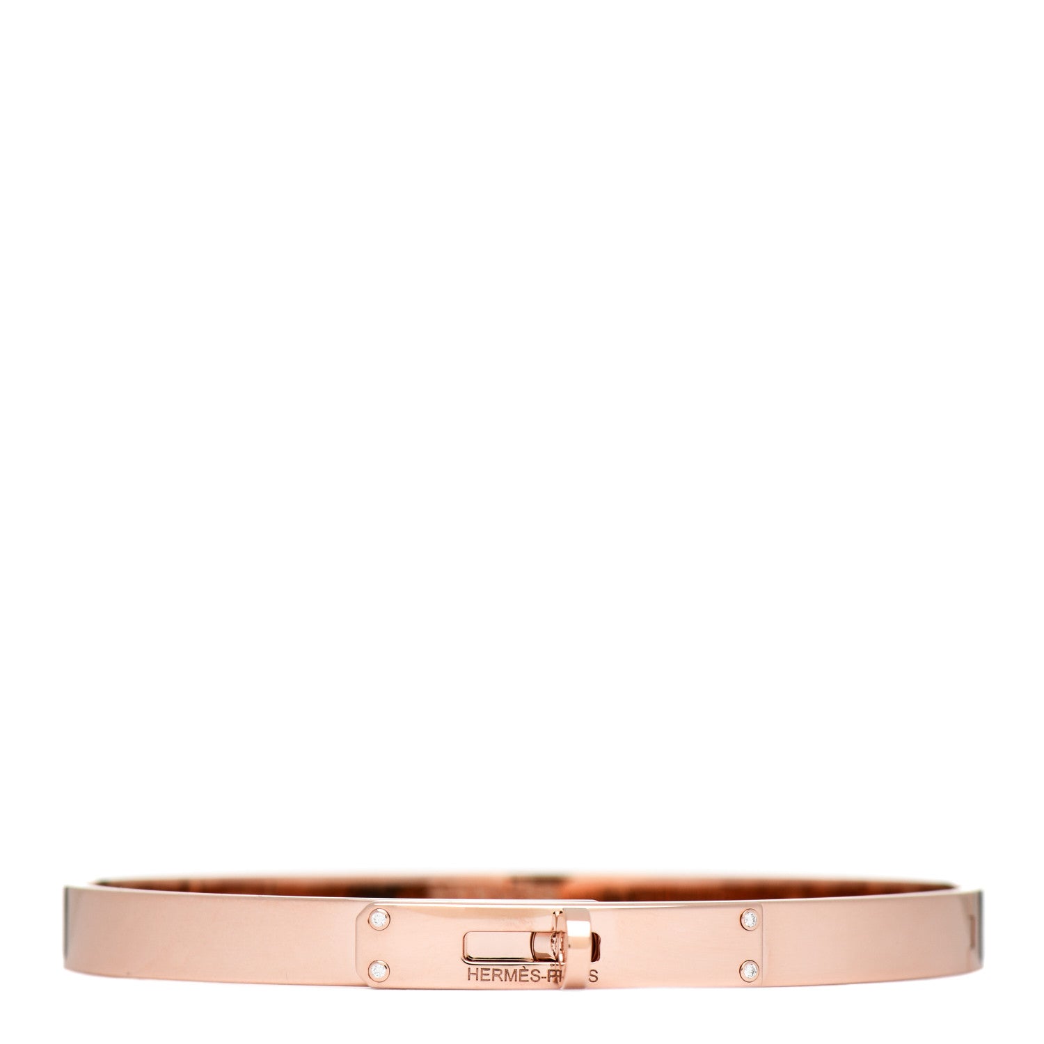 Hermes 18K Rose Gold Diamond PM Kelly Bracelet ST 1 of 4