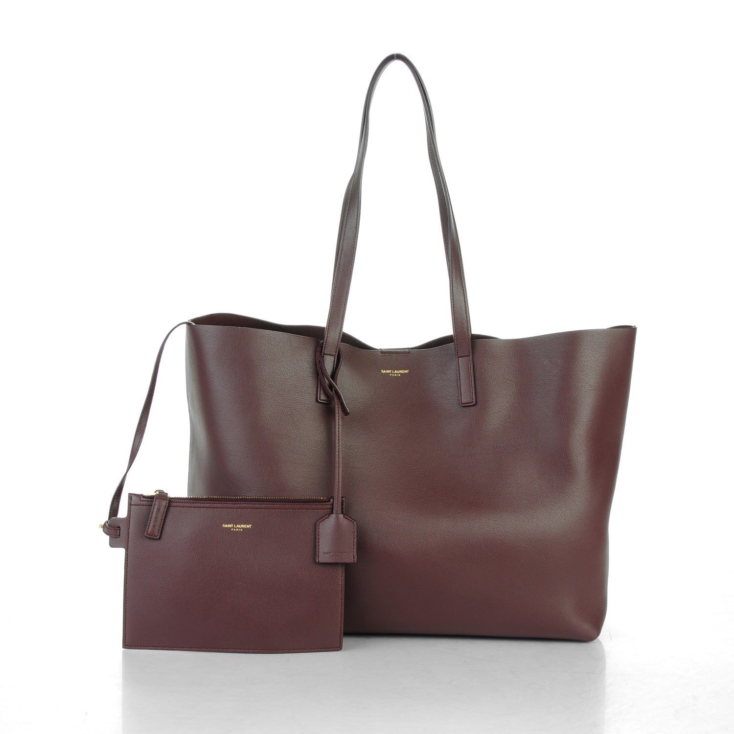 Saint Laurent Calfskin Large Shopping Tote Bordeaux 3 of 8