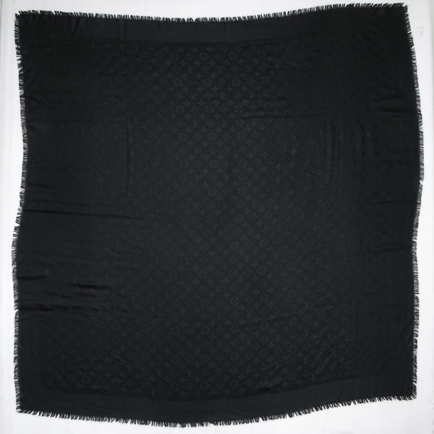 Louis Vuitton Silk Wool Monogram Shawl Black 3 of 7
