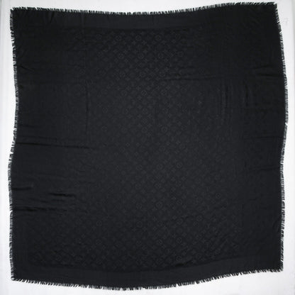 Louis Vuitton Silk Wool Monogram Shawl Black 3 of 7