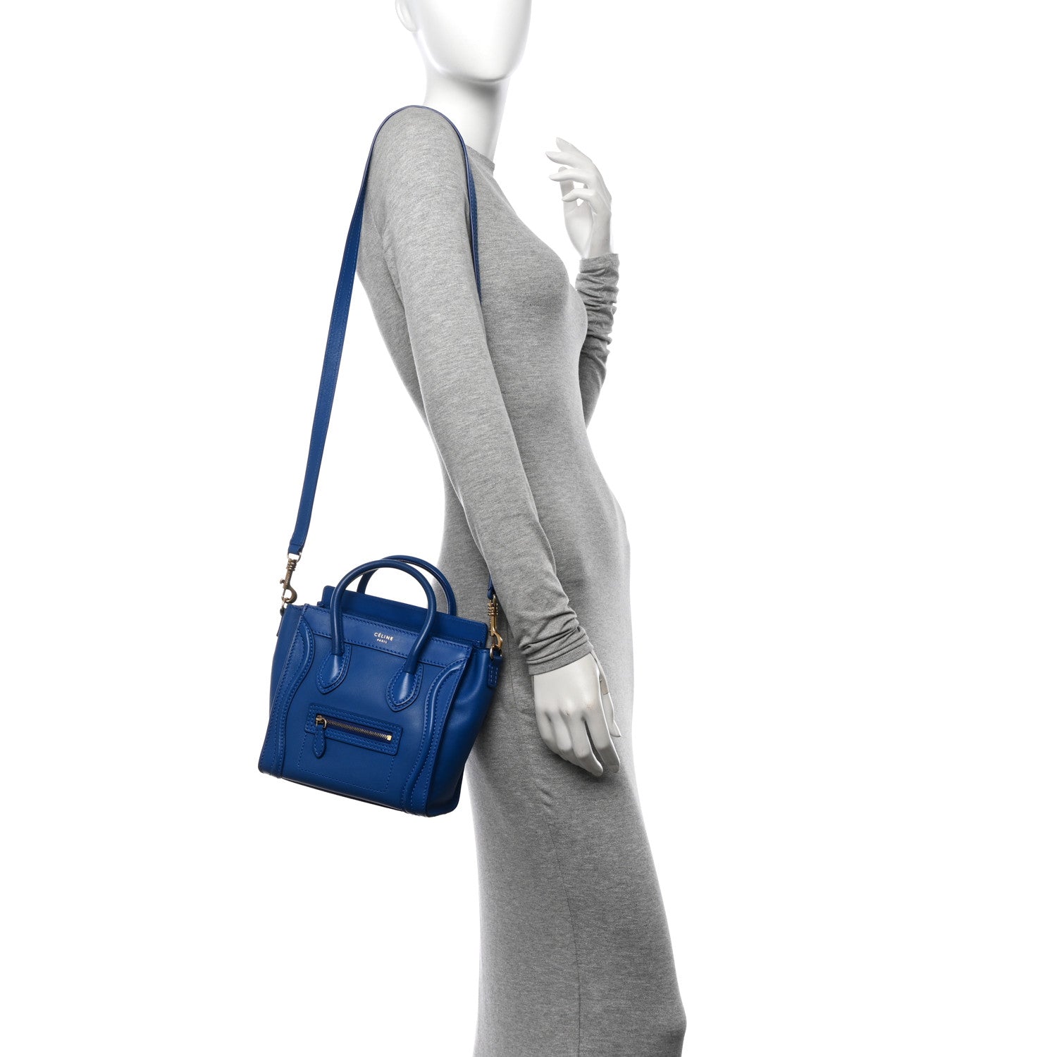Celine Smooth Calfskin Nano Luggage Royal Blue 2 of 10