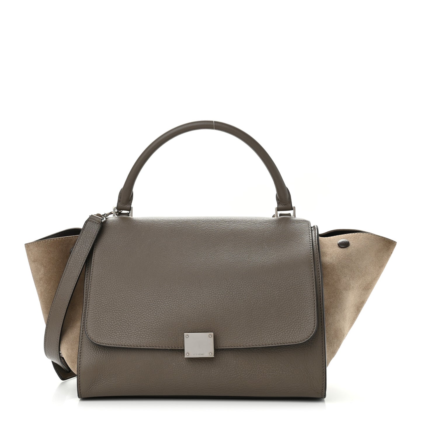 Drummed Calfskin Suede Medium Trapeze Souris