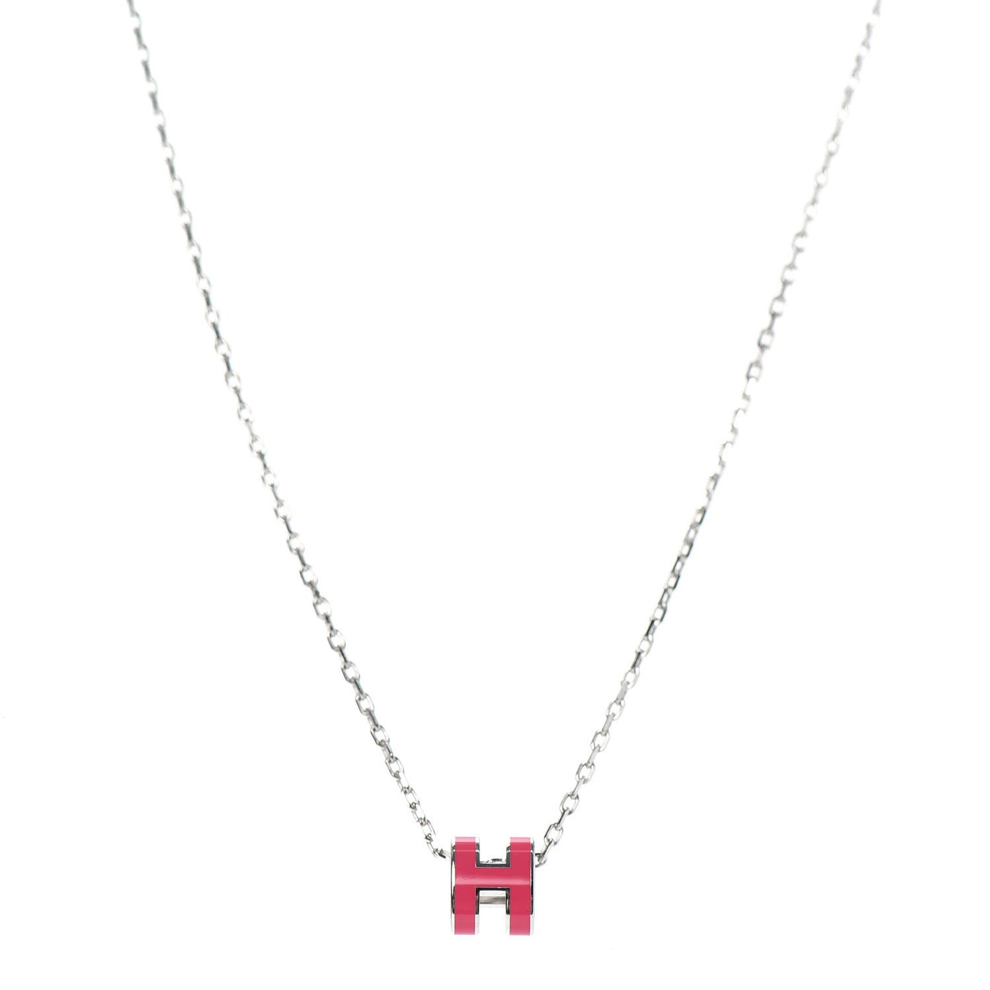 Lacquered Palladium Mini Pop H Pendant Necklace Rose Extreme