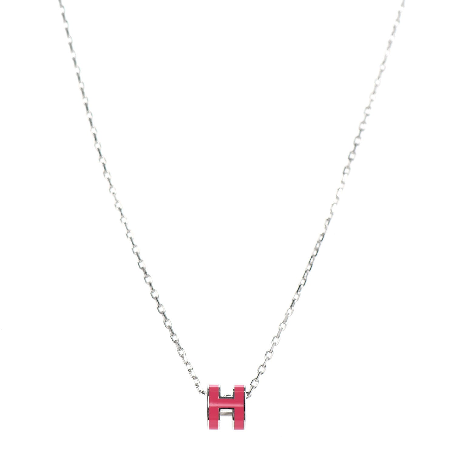Hermes Lacquered Palladium Mini Pop H Pendant Necklace Rose Extreme 1 of 6