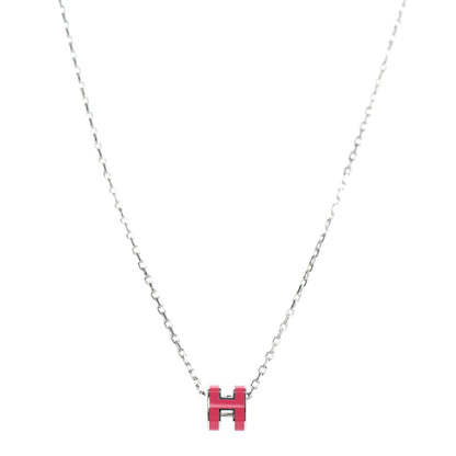 Hermes Lacquered Palladium Mini Pop H Pendant Necklace Rose Extreme 1 of 6