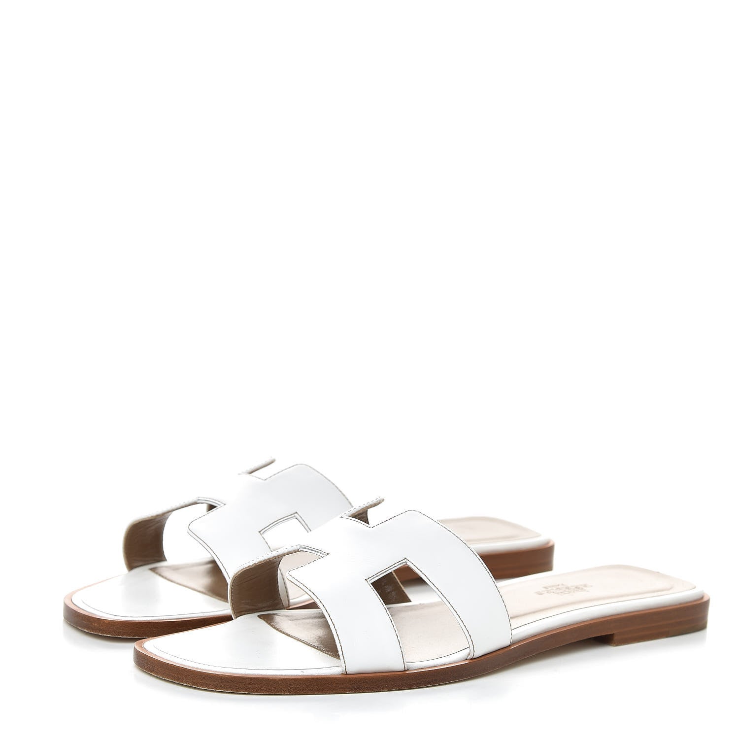 Hermes Box Calfskin Oran Sandals 38.5 White 3 of 9
