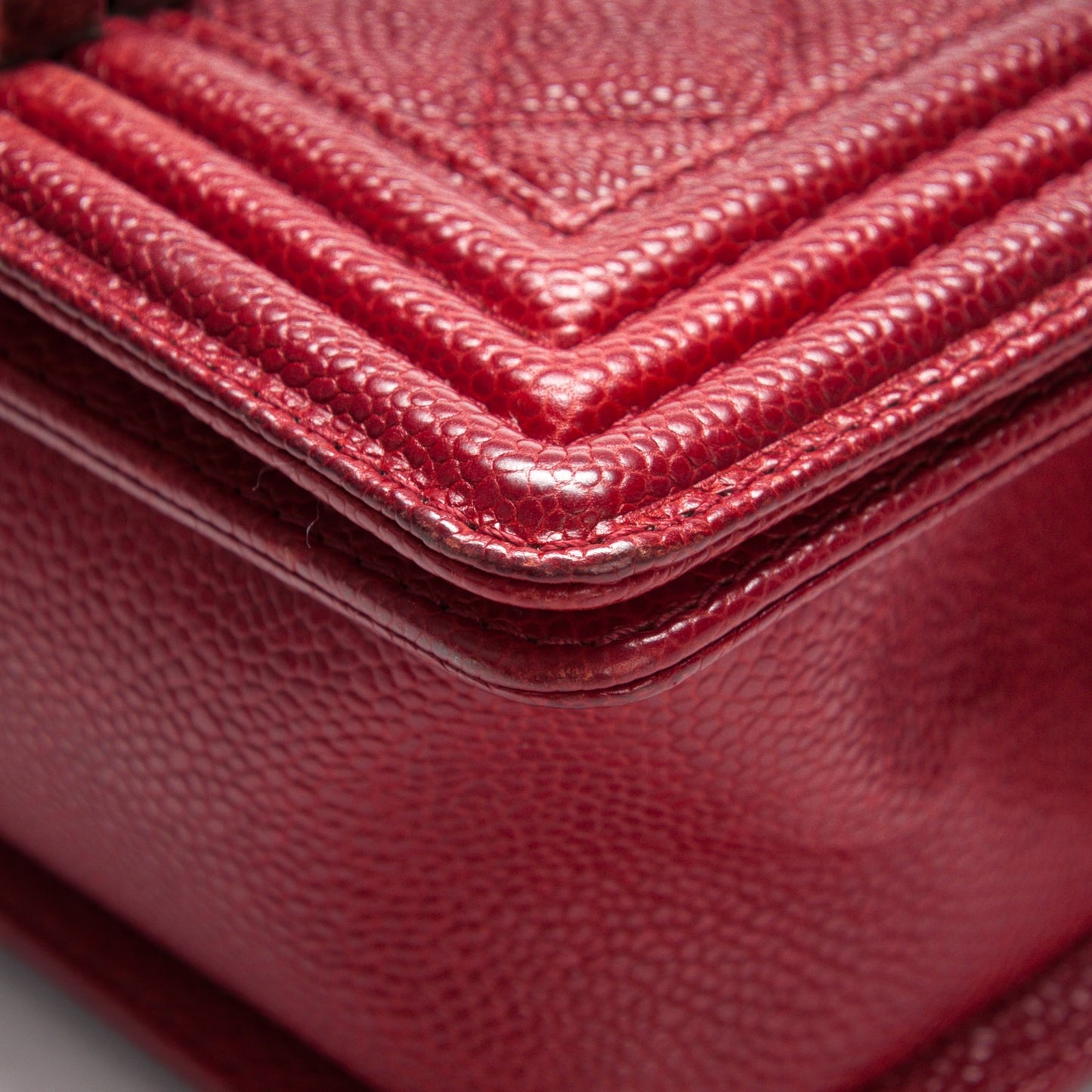Caviar Quilted Small Boy Flap Bag Dark Red