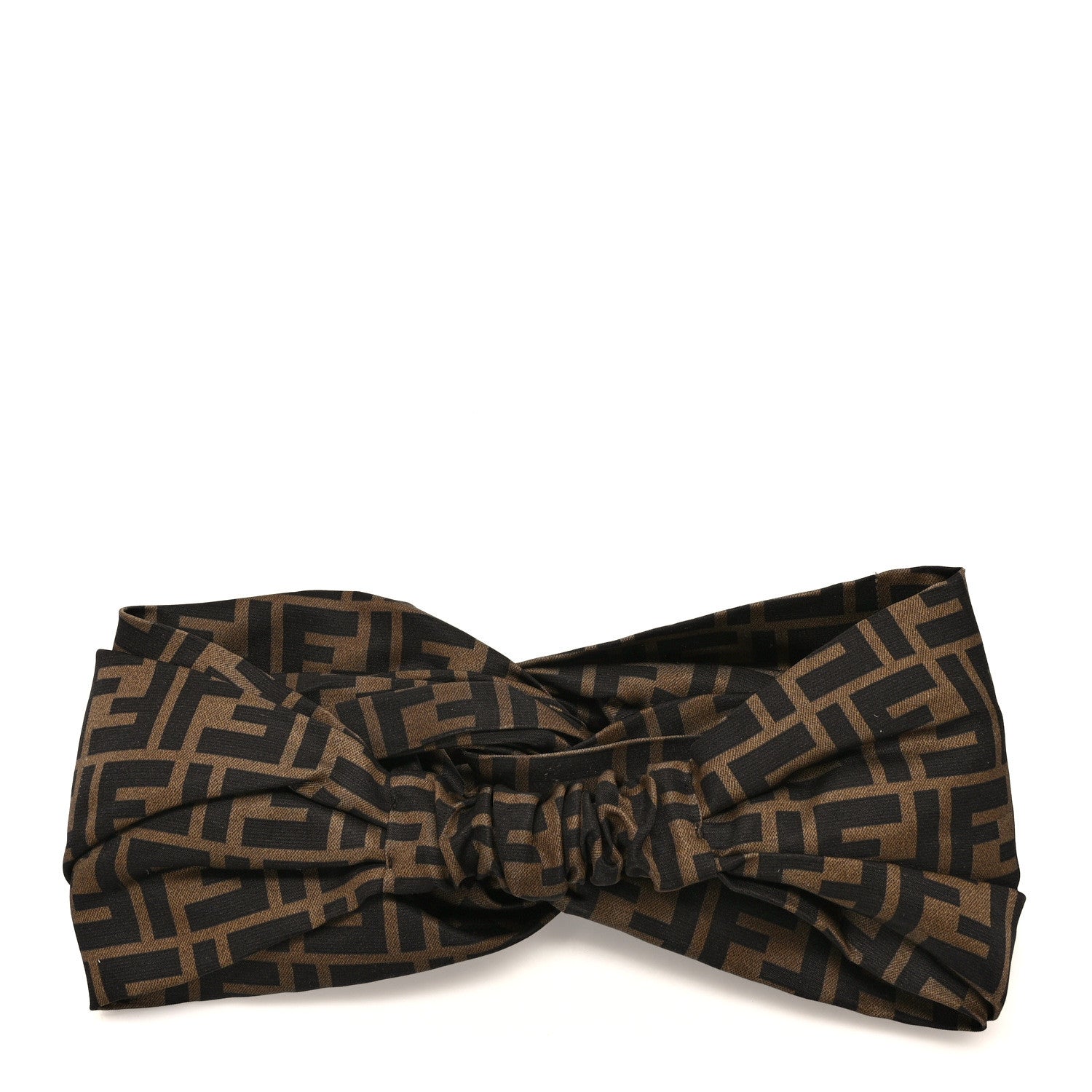 Fendi Silk FF Logo Headband Tobacco 3 of 5