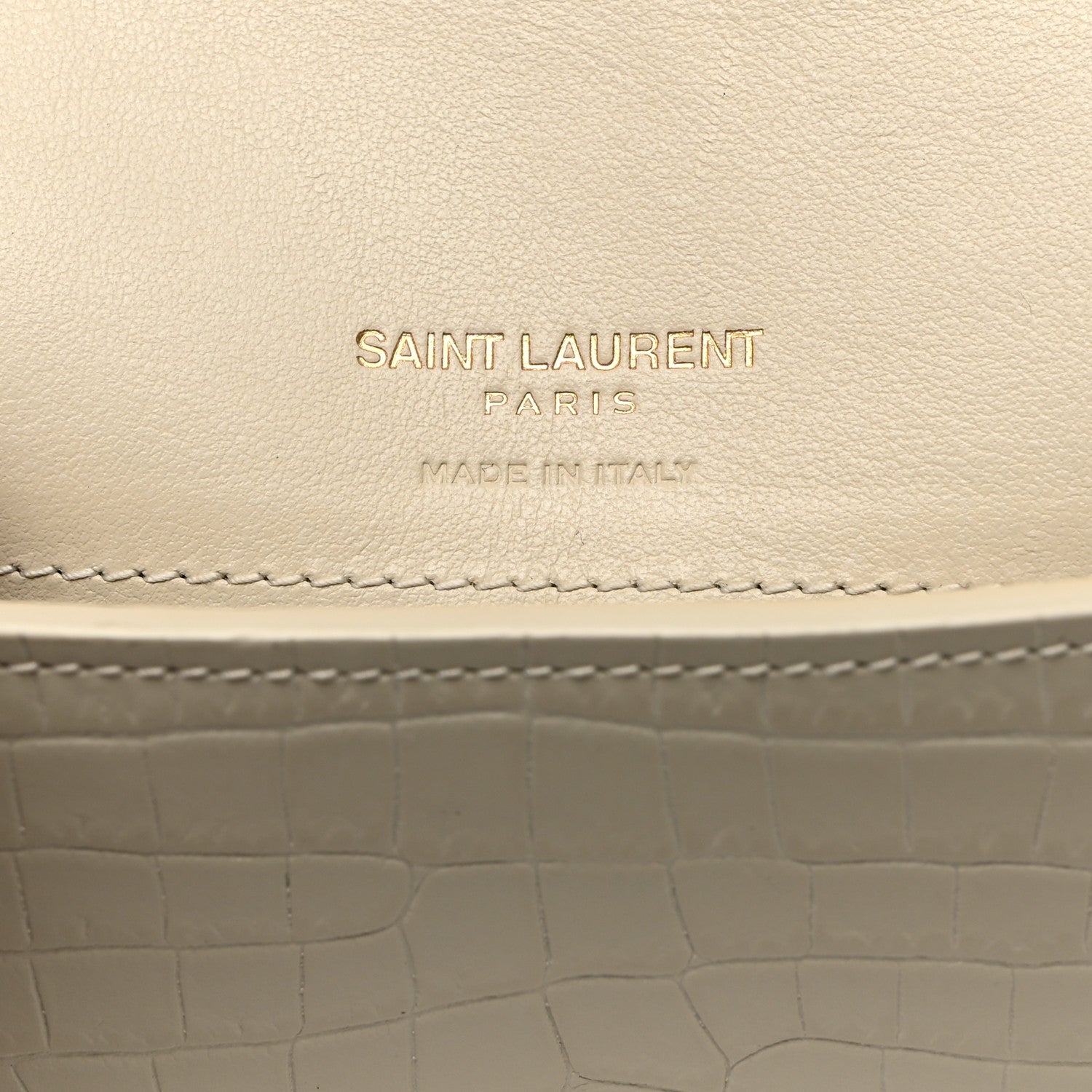 Saint Laurent SAINT LAURENT Crocodile Embossed Monogram Phone Holder Crossbody Blanc Vintage 8 of 9