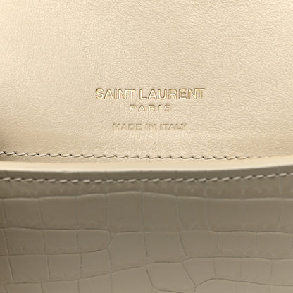 Saint Laurent SAINT LAURENT Crocodile Embossed Monogram Phone Holder Crossbody Blanc Vintage 8 of 9