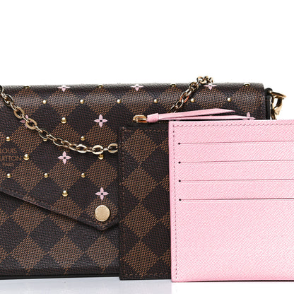 Louis Vuitton Damier Ebene Studded Pochette Felicie Chain Wallet 7 of 12